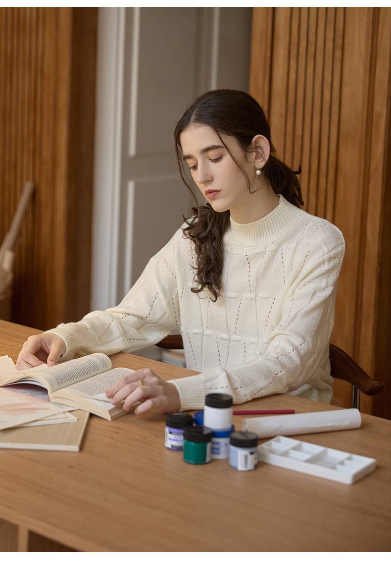 Temperament half turtleneck wool blend sweater