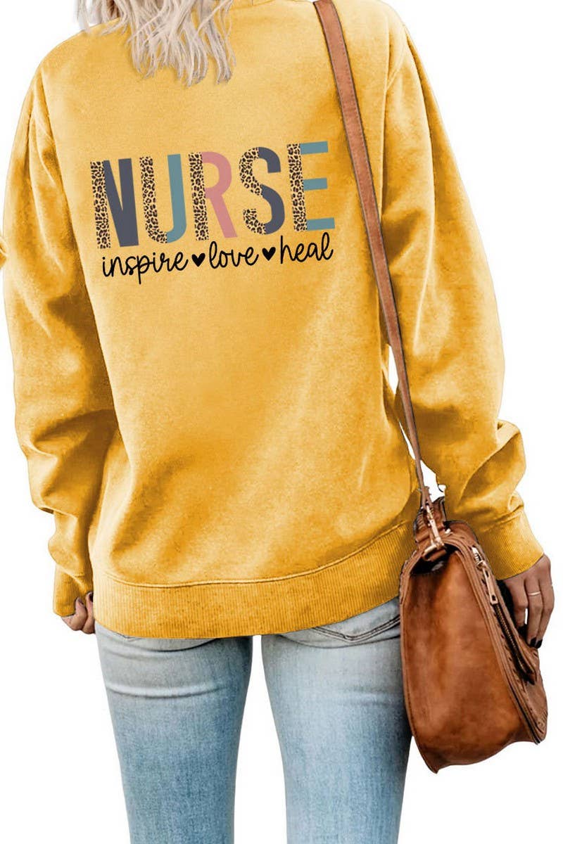 WOMEN NURSE PRINTING RIBBED OVERSIZED PULLOVER_CWTSTL0459