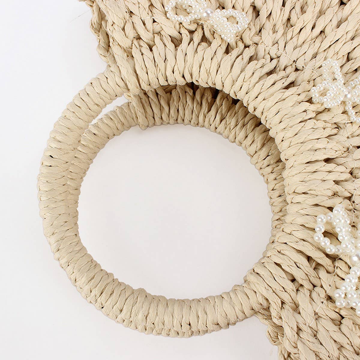 BOW KNOT SEMICIRCLE PAPER ROPE STRAW BAG_CWAB4718