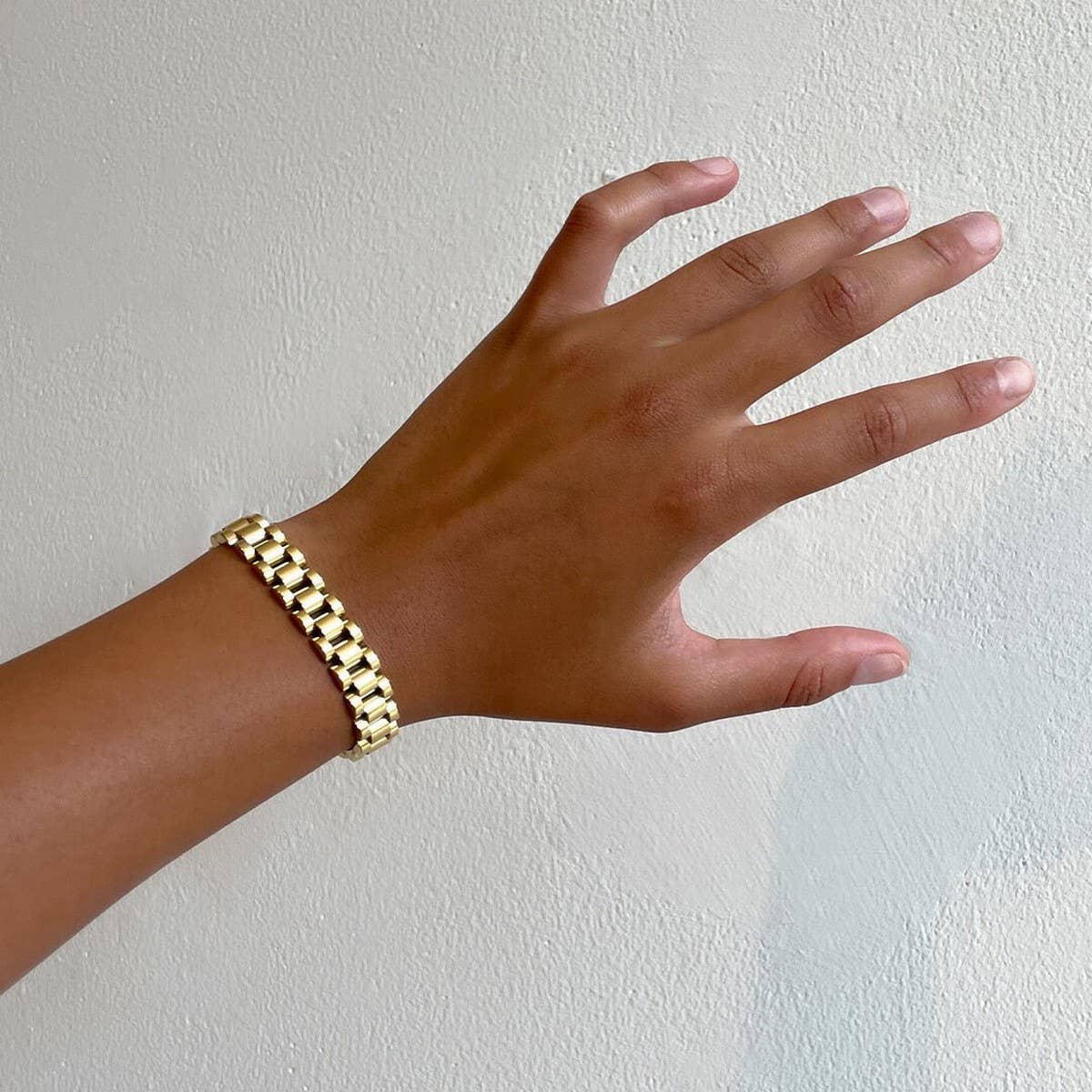 Stainless steel gold plated wristband bracelet_CWMM5734