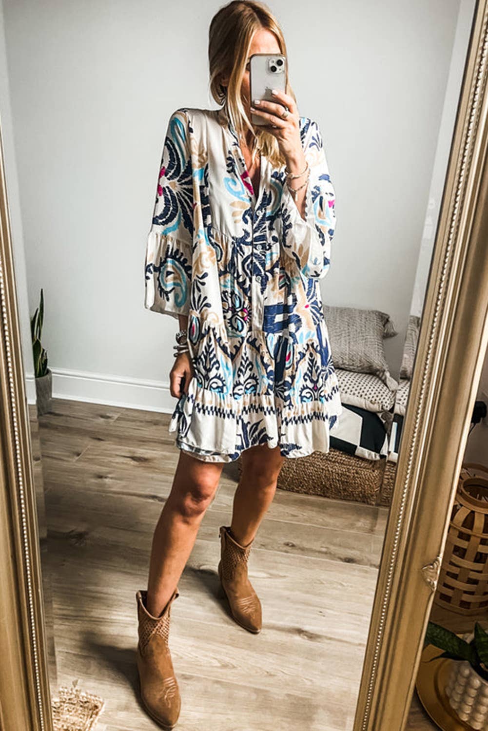 HOLIDAY STYLE LOOSE CASUAL FLORAL DRESS
