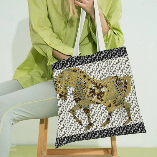 Large Canvas Tote with Horse & Poker Design_CWAB5134