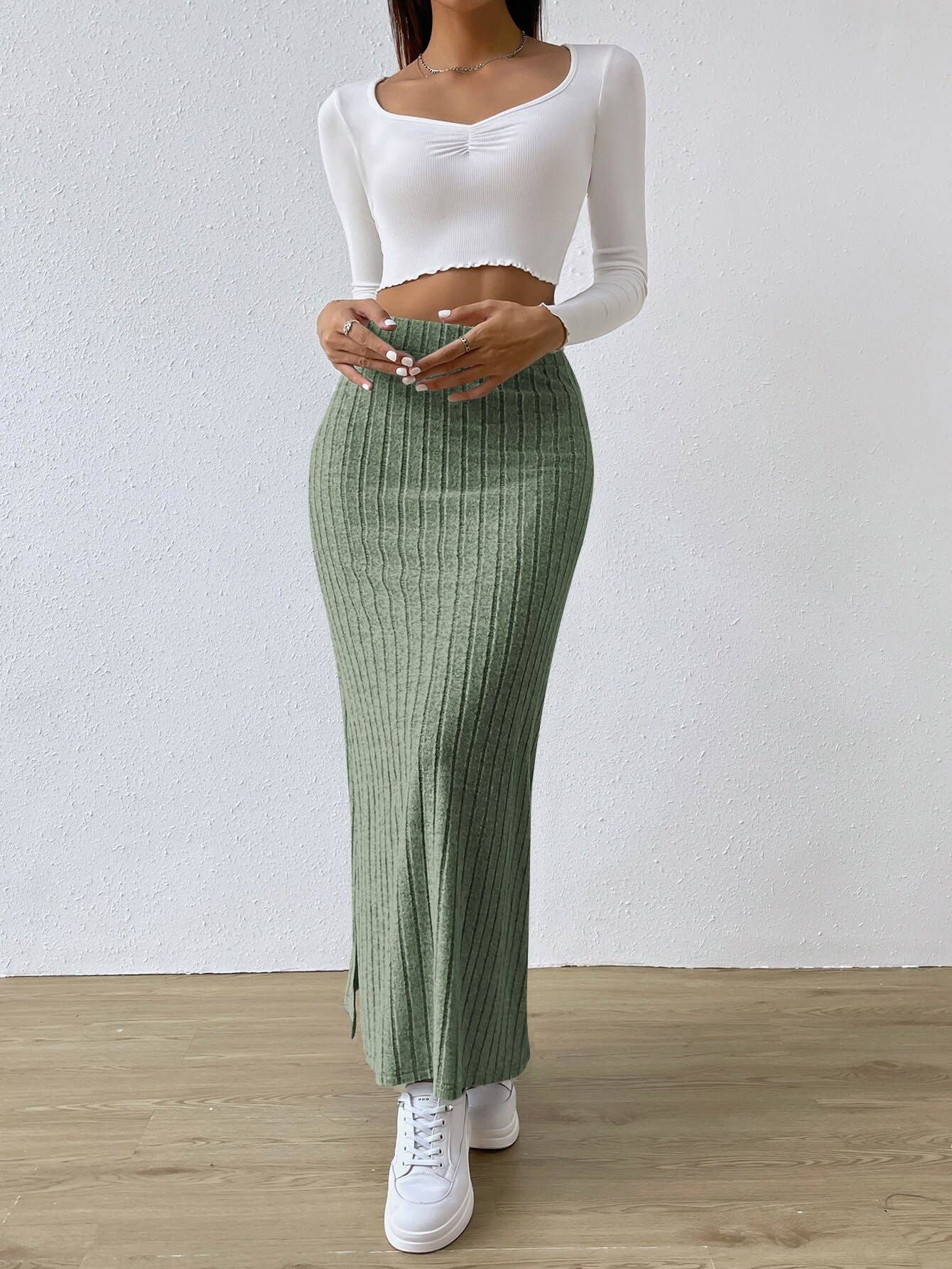 ELEGANT SKIRT HIGH WAIST SIDE SLIT SLIM SKIRT