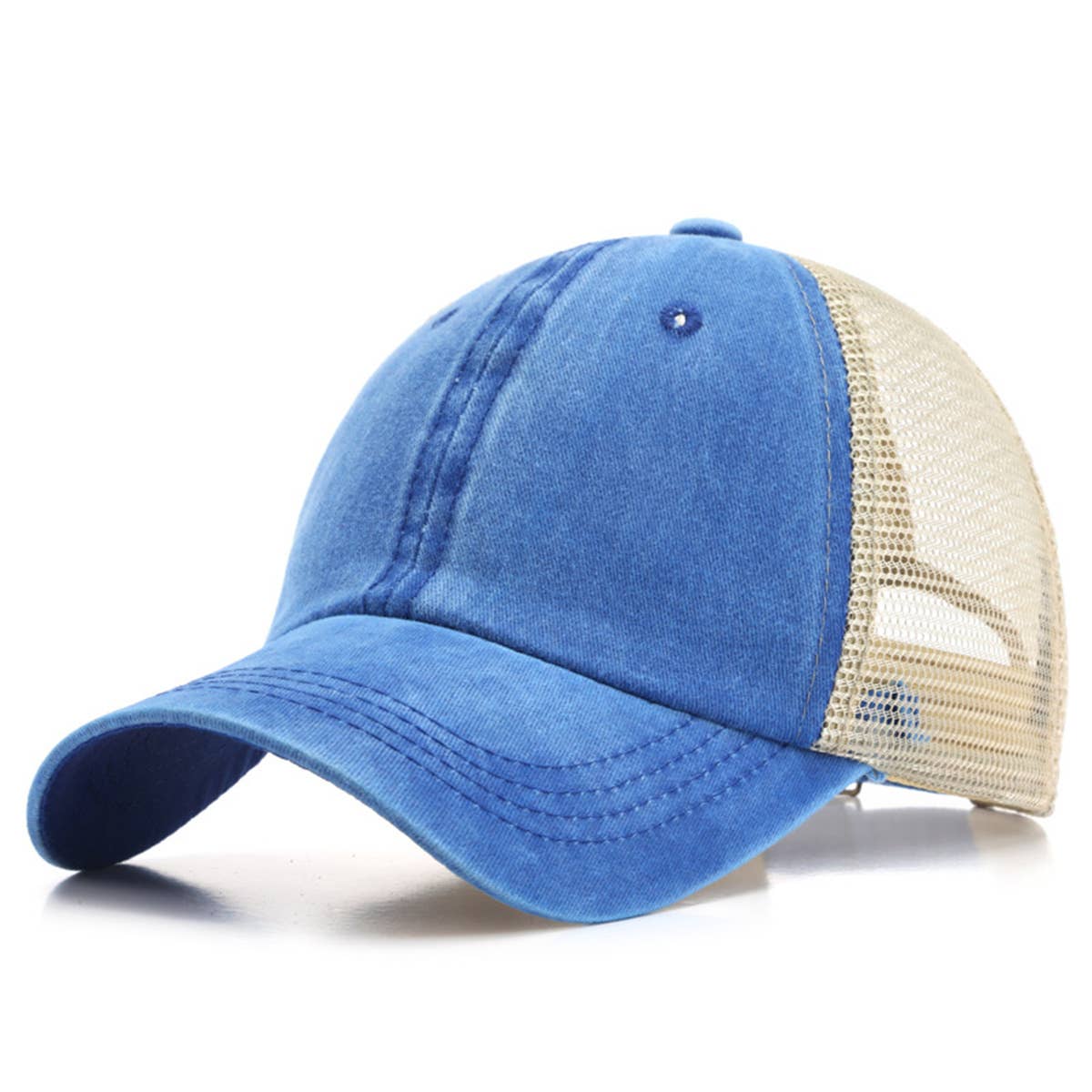 Washed Cotton Denim Mesh Cap Breathable Sun Hat_CWAH1281