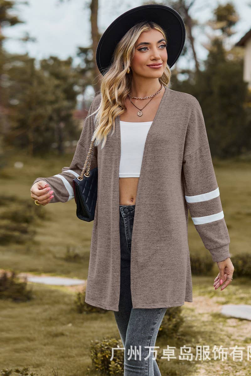 CWOCAL2264_AUTUMN AND WINTER CONTRAST COLOR KNITTED JACKET