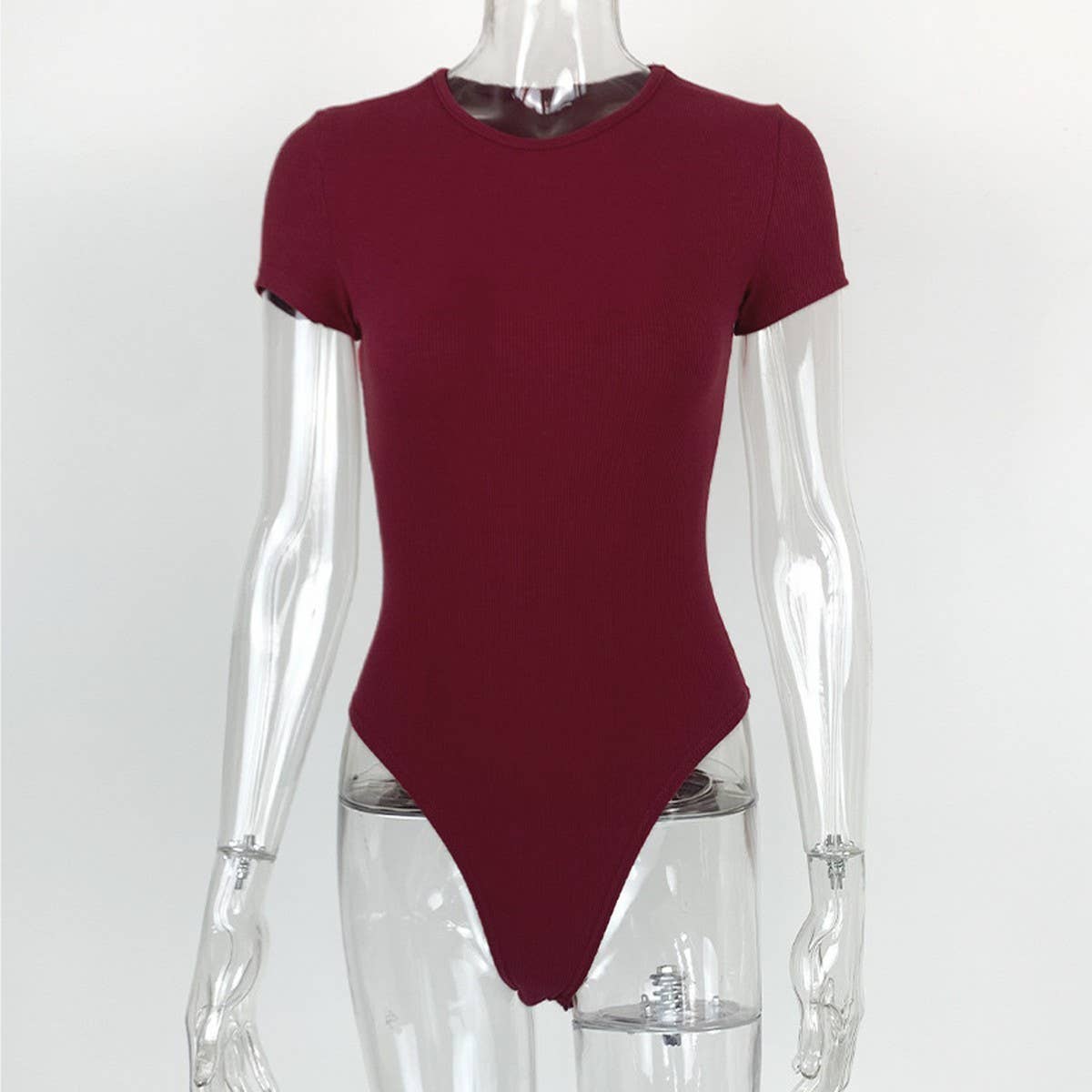 SEXY ROUND NECK SHORT SLEEVED BODYCON BODYSUIT_CWTBLS0313