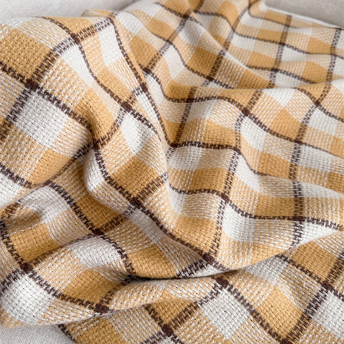 Plaid Faux Cashmere Scarf ??Cozy Long Fringe Wrap_CWASC1442
