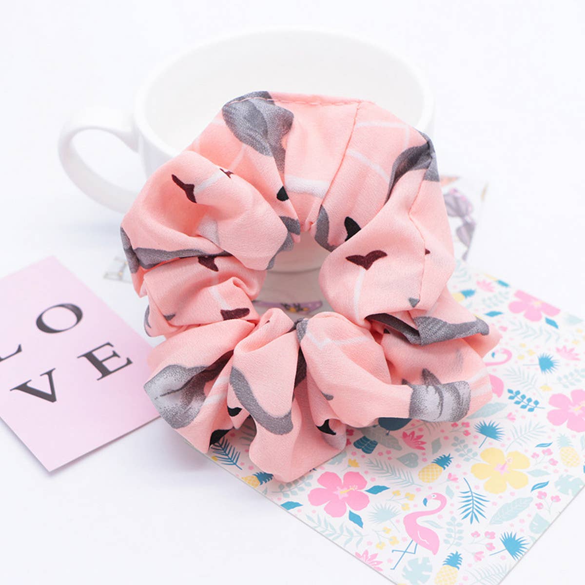 RETRO FASHION FLAMINGO HAIR TIE_CWAHA1075