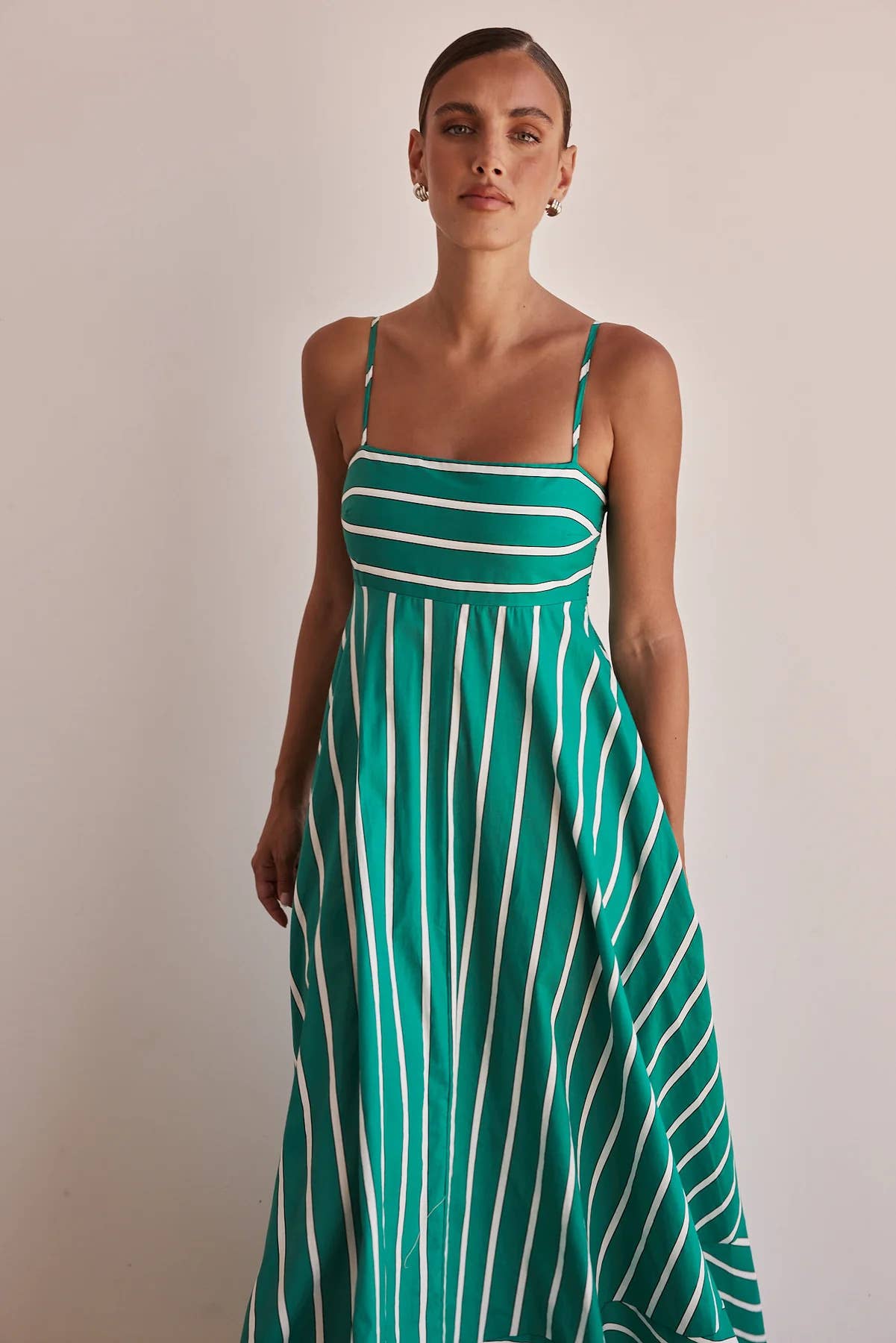 Fashion simple striped halter swing simple dress