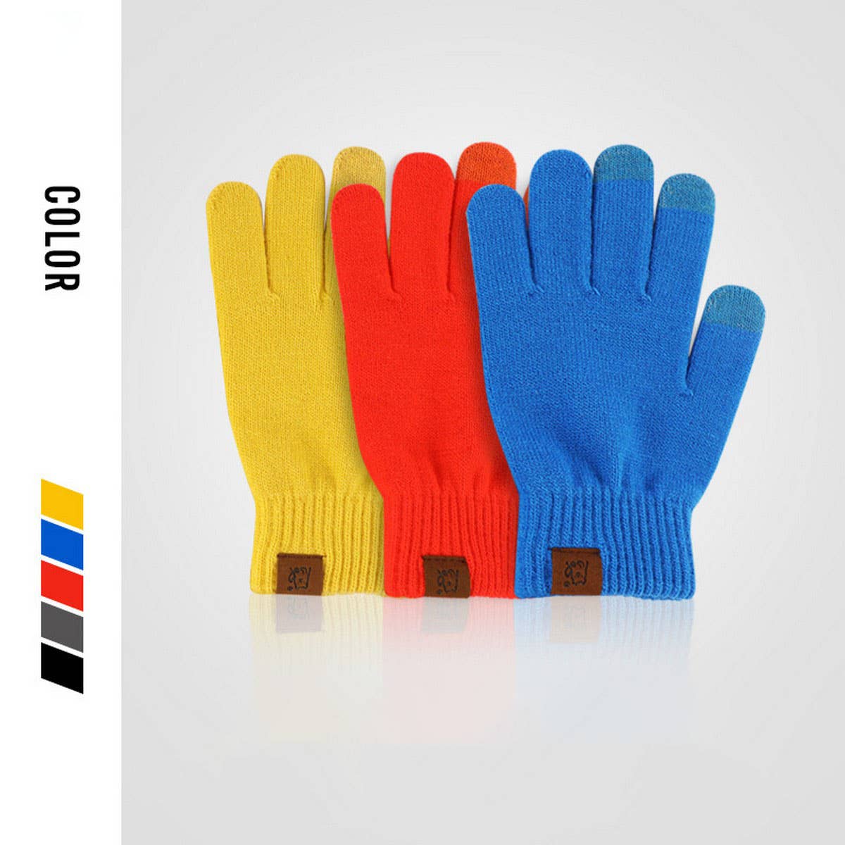 WINTER CANDY-COLORED WARM FIVE-FINGER GLOVES_CWAG0393