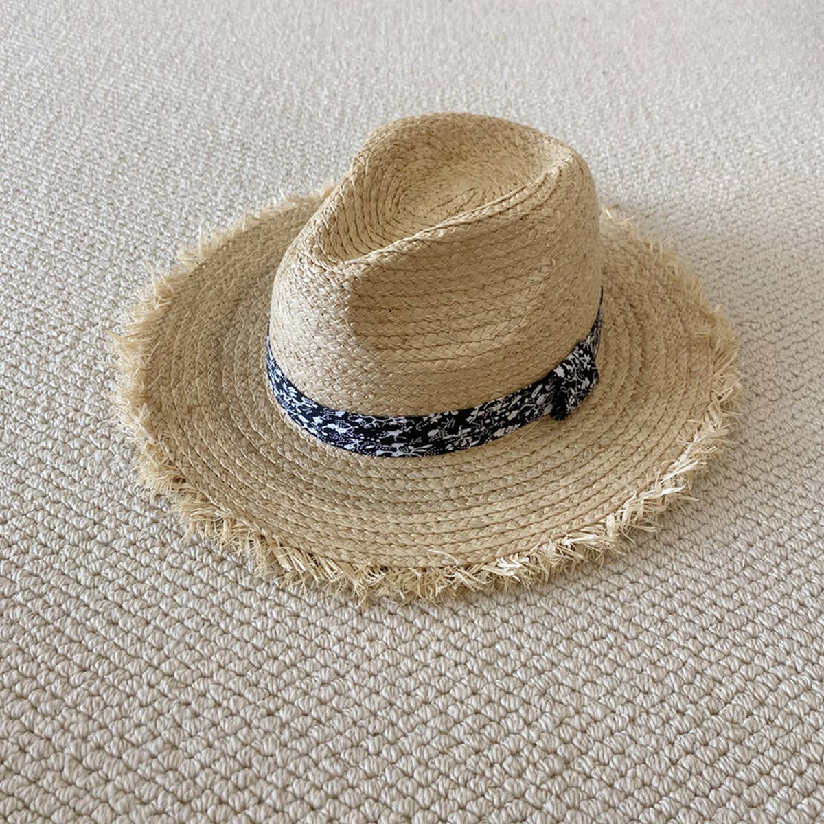 Summer large brim fur-edged straw hat_CWAH3470