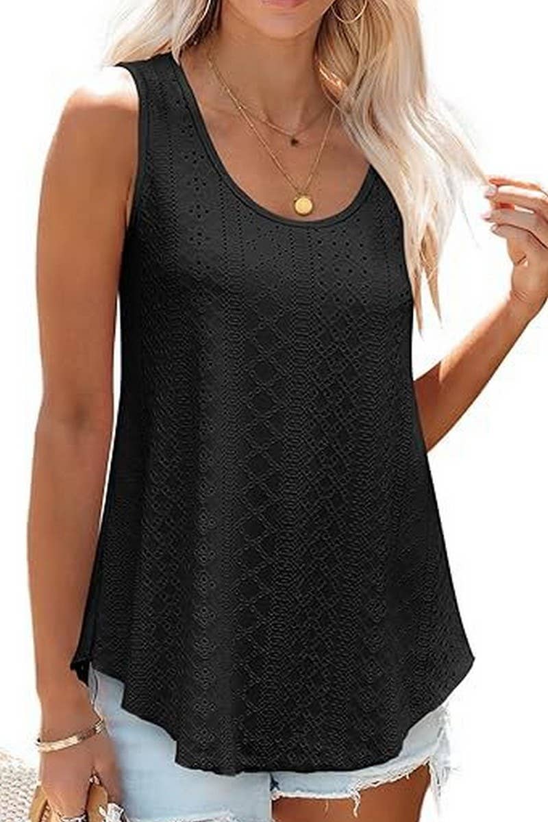 Cwttsl0235_Round Neck Sleeveless Knit Top