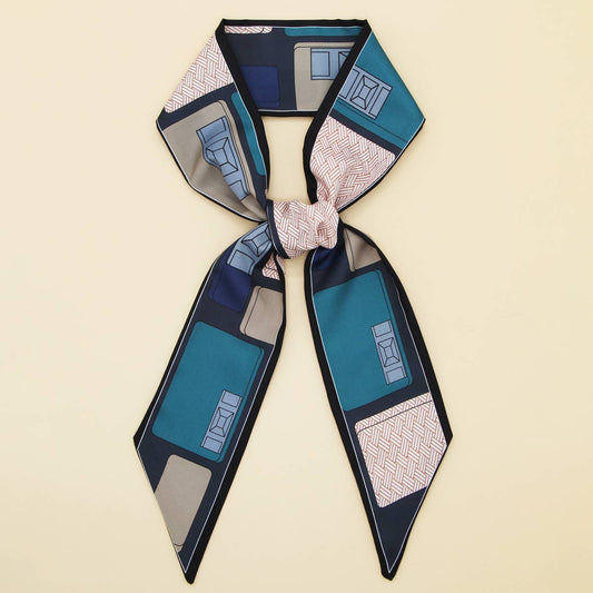 Floral Letter Skinny Twilly Scarf for Hair & Bag