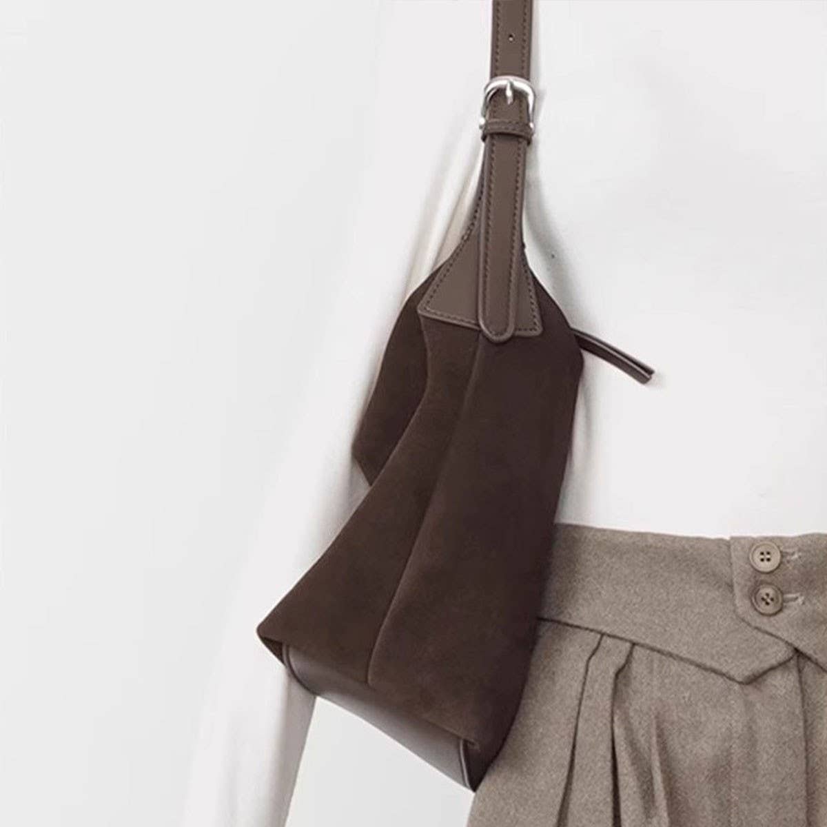 HANDBAG SUEDE FROSTED BAG VINTAGE SHOULDER BAG_CWAB4108