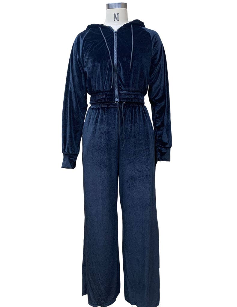 FASHION SPORTS STYLE HOODIE WIDE LEG PANTS SUIT