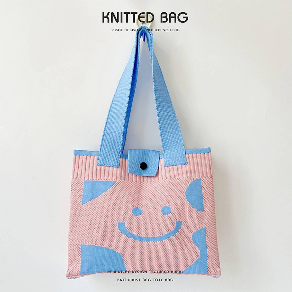 WOMEN CASUAL SMILEY KNITTED SHOULDER HANDBAG_CWAB1537