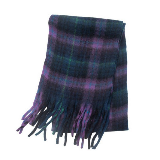 Chunky Circle Yarn Plaid Scarf - Thick Fall/Winter