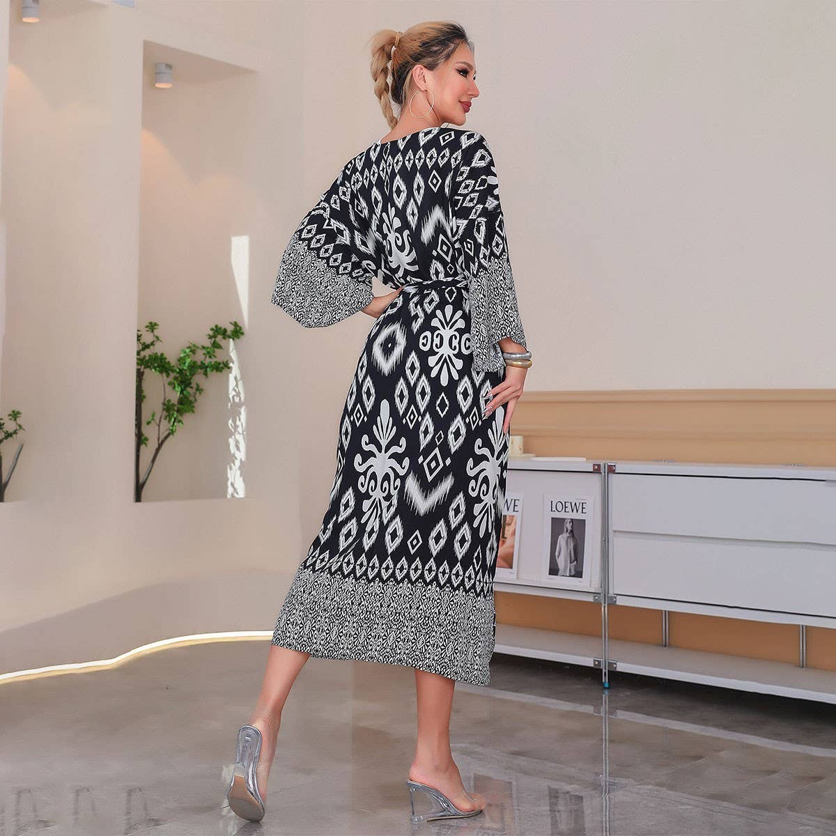 Geometric Beach Shawl Cotton Kimono Bikini Cover-Up