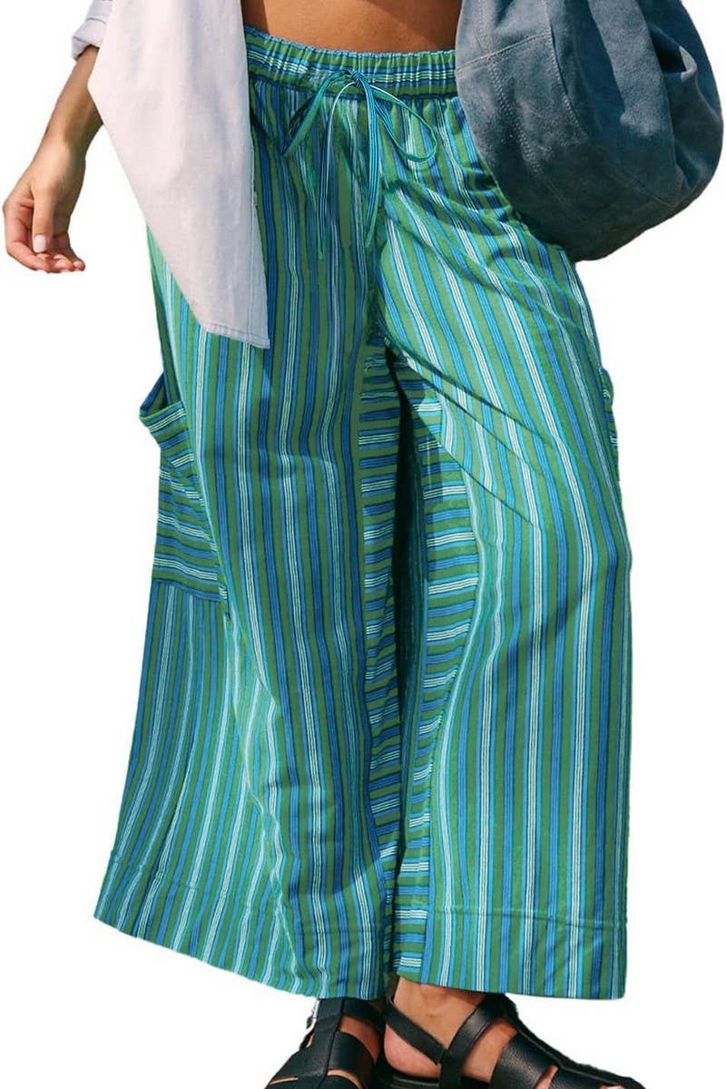 CWBLP01035_COLORFUL STRIPED DRAWSTRING STRAIGHT PANTS