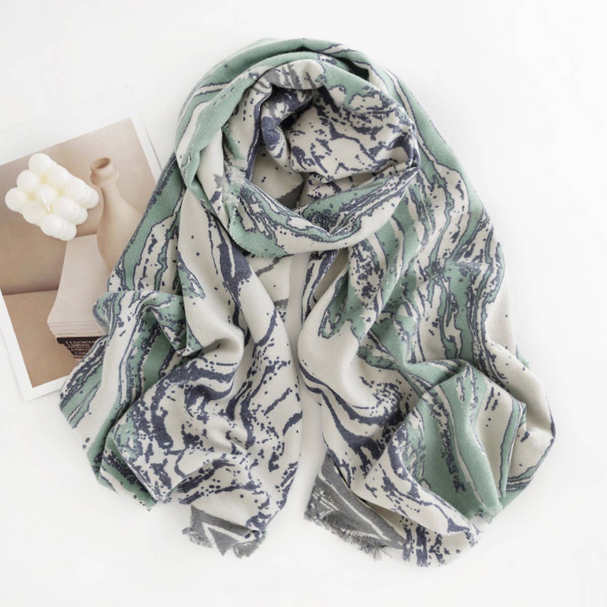 Marble Stripe Scarf ? Soft Winter Wrap