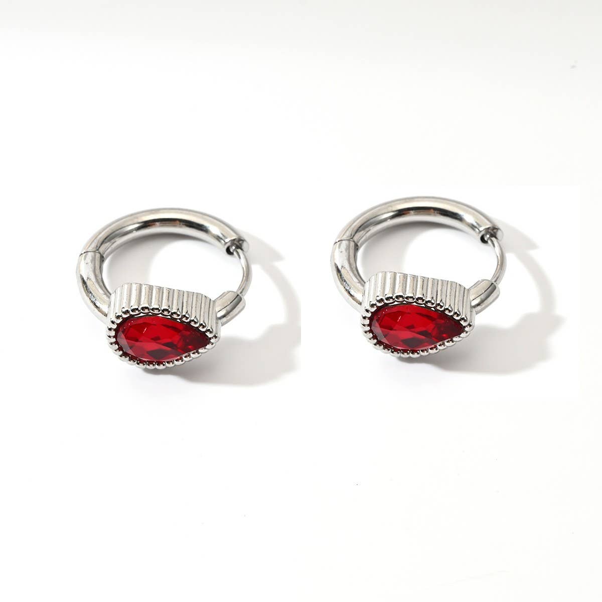 Unique Stainless Steel Heart Earrings with CZ