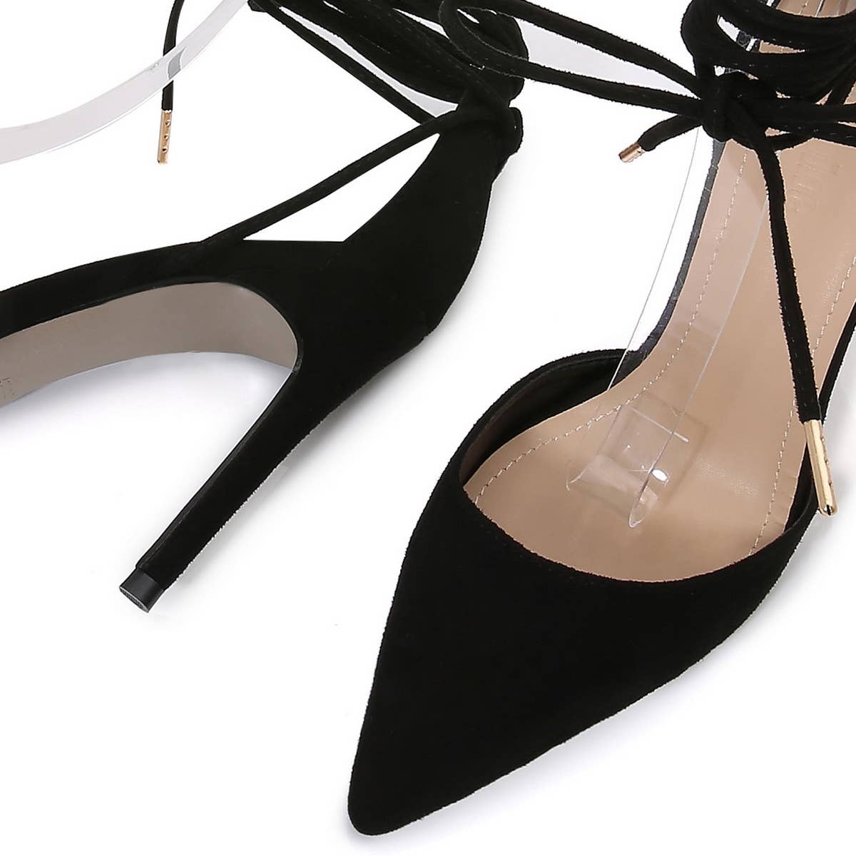 POINTED ANKLE STRAP BAG AND HIGH HEELS_CWSHS0647