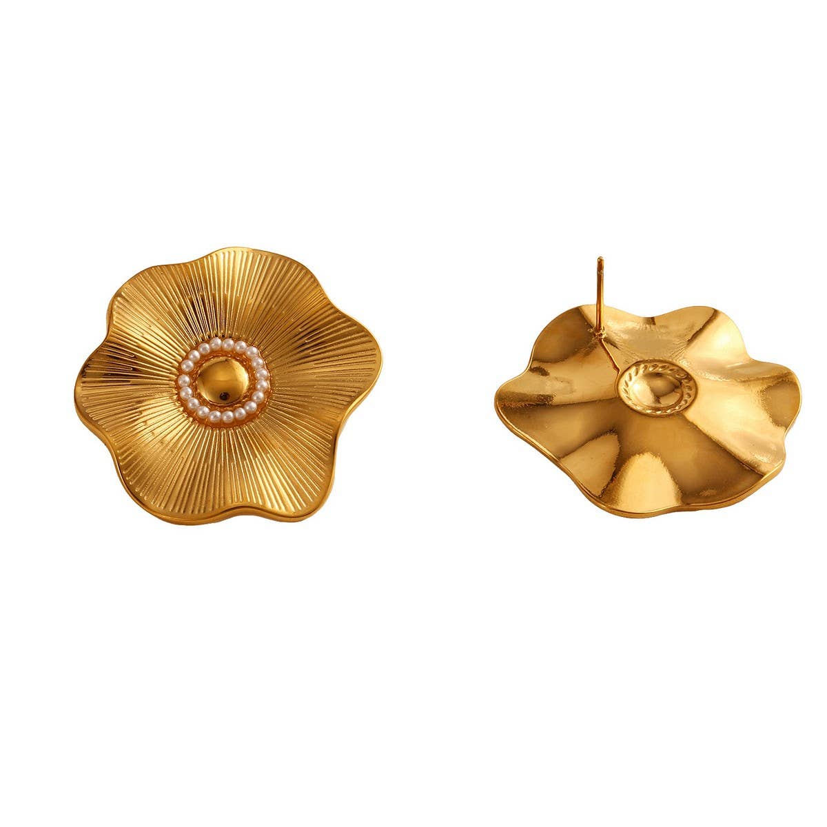 Minimalist Stainless Steel FlowerPearl StudEarrings
