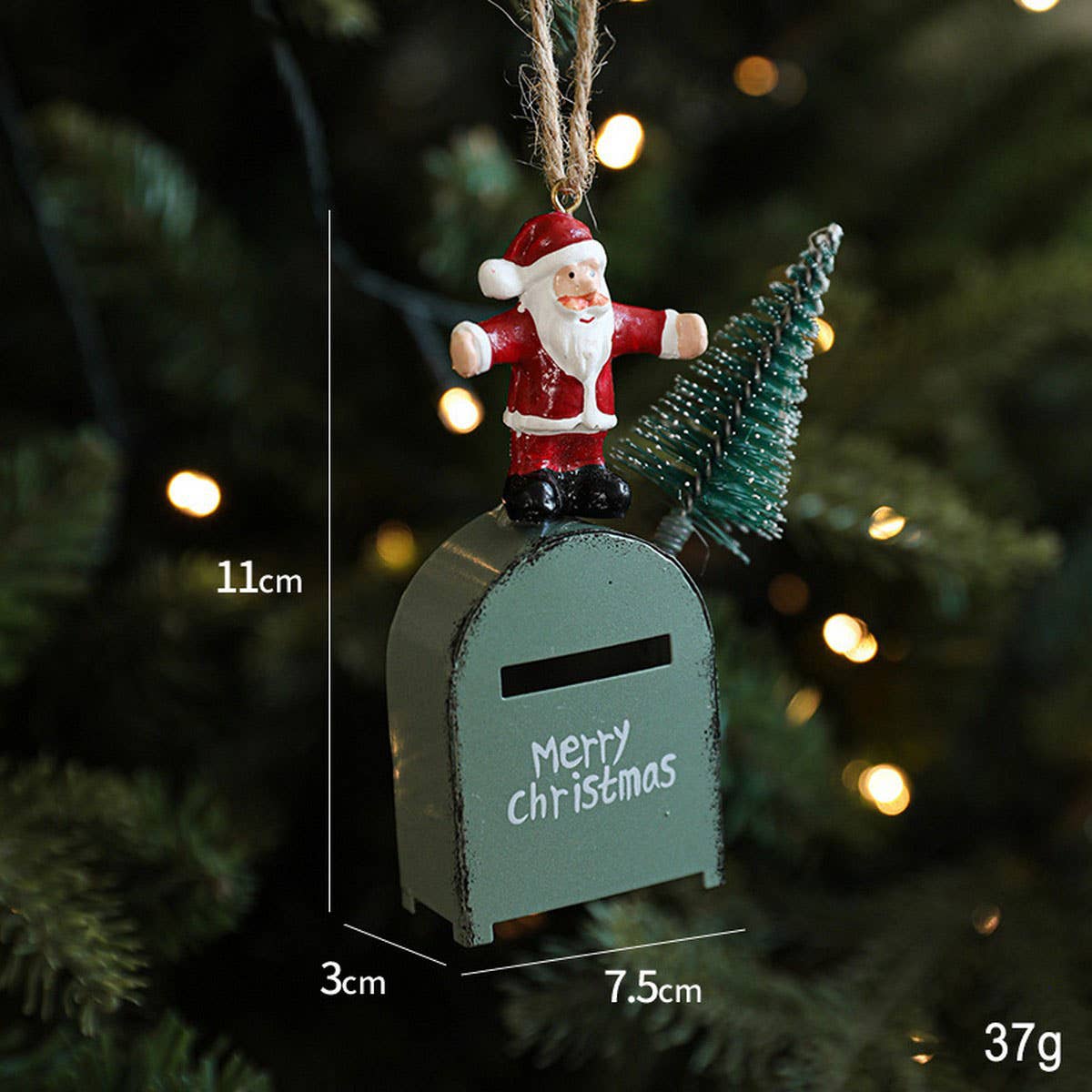 Iron Painted Mailbox Vintage Christmas Hanging