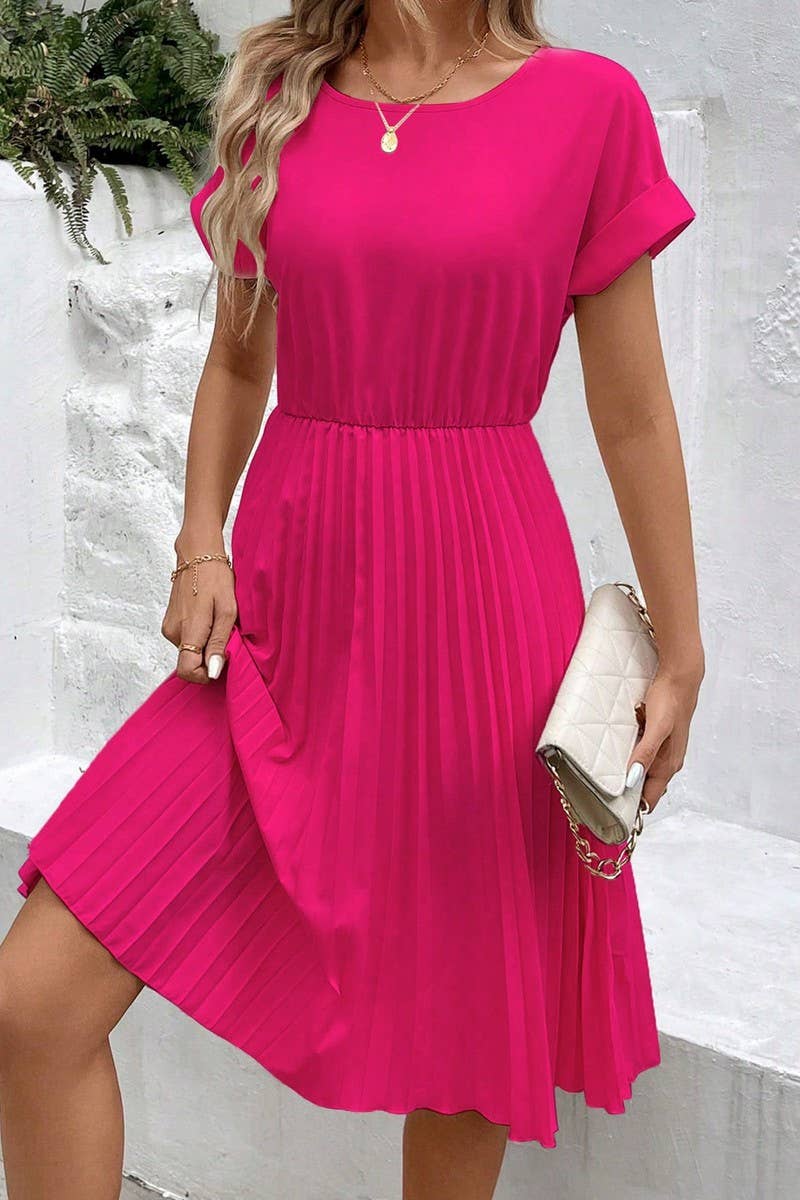 CWDMD5375_SOLID COLOR LOOSE FIT A-LINE DRESS