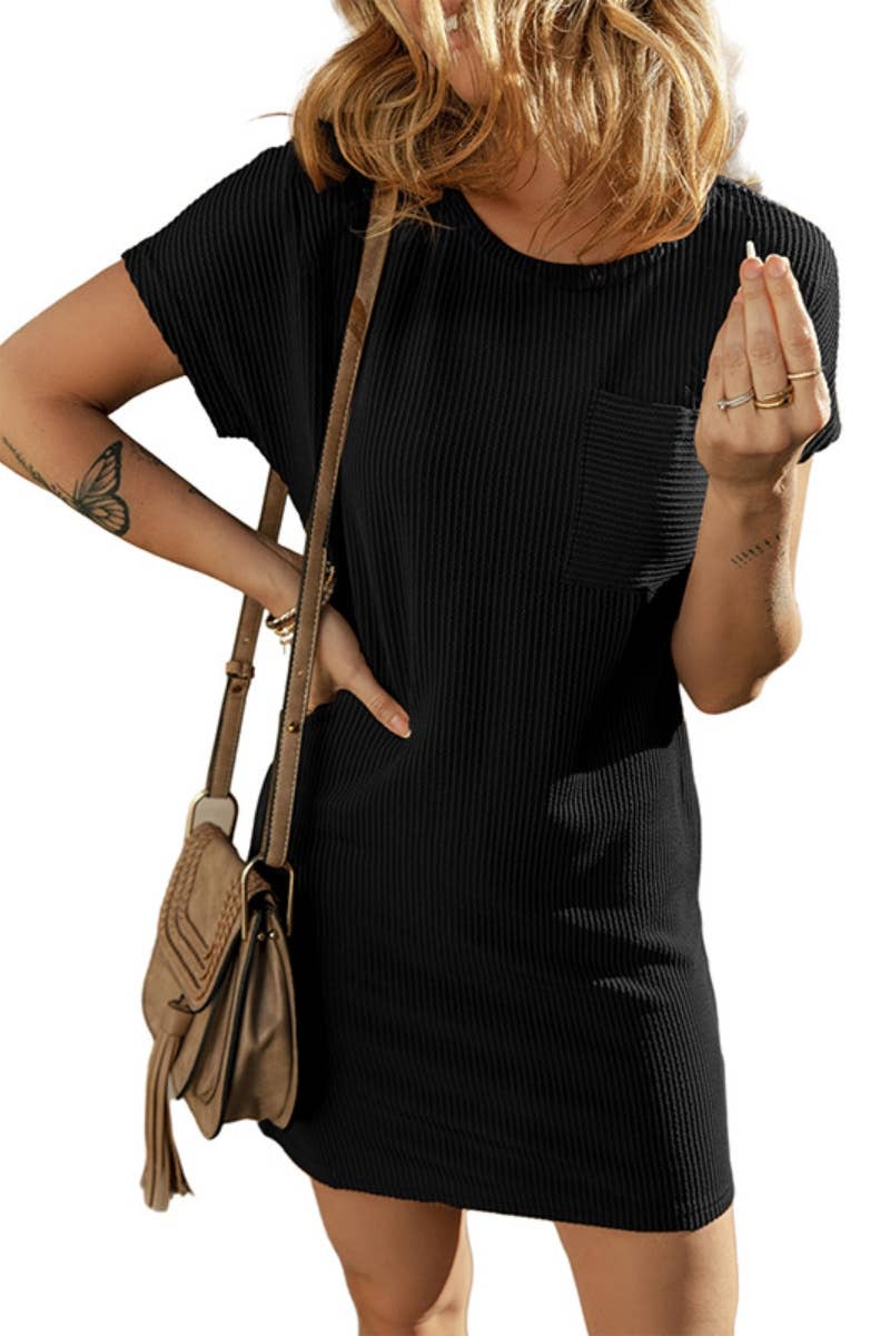 CWDSD5197_KNIT CREW NECK SHORT-SLEEVED DRESS SHORT