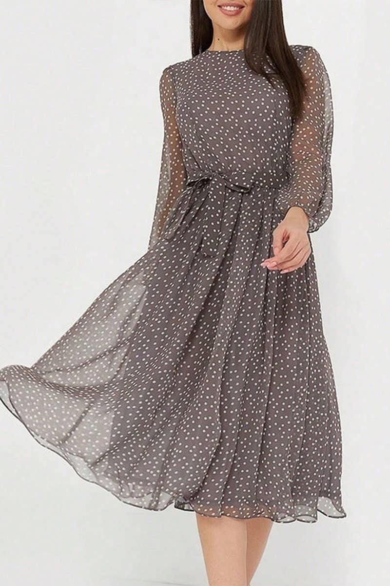 CWDMD5339_HOLIDAY CASUAL STYLE FLORAL TIE WAIST DRESS