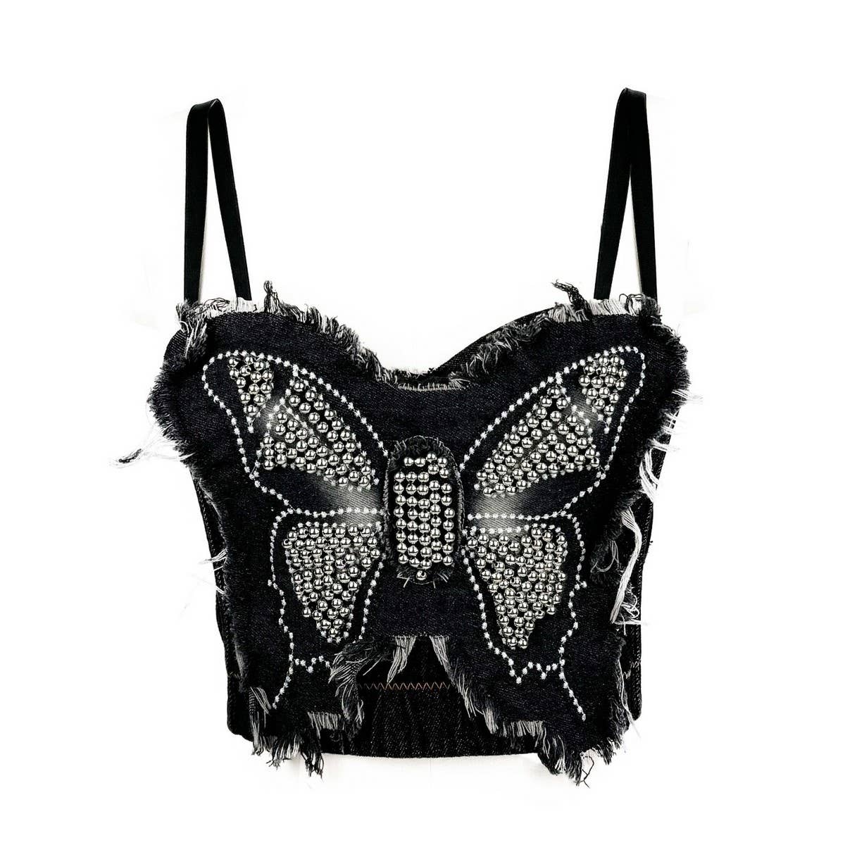 BUTTERFLY PANEL DENIM HERRINGBONE CORSET_CWMM4159