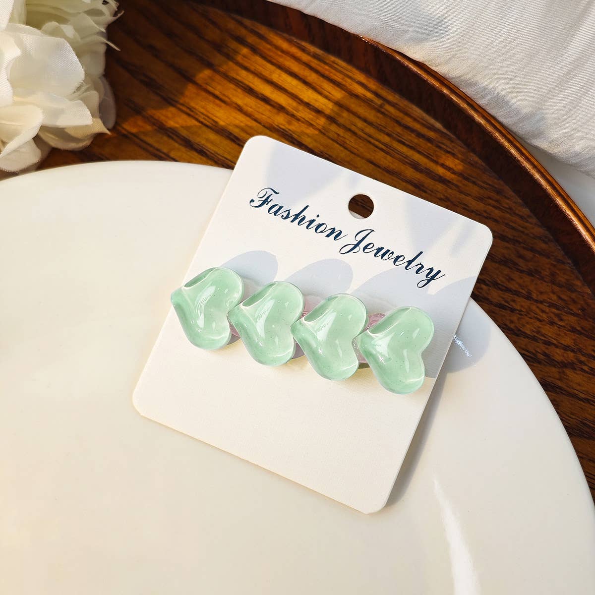 Colorful ice glitter pink heart-shaped hair clip