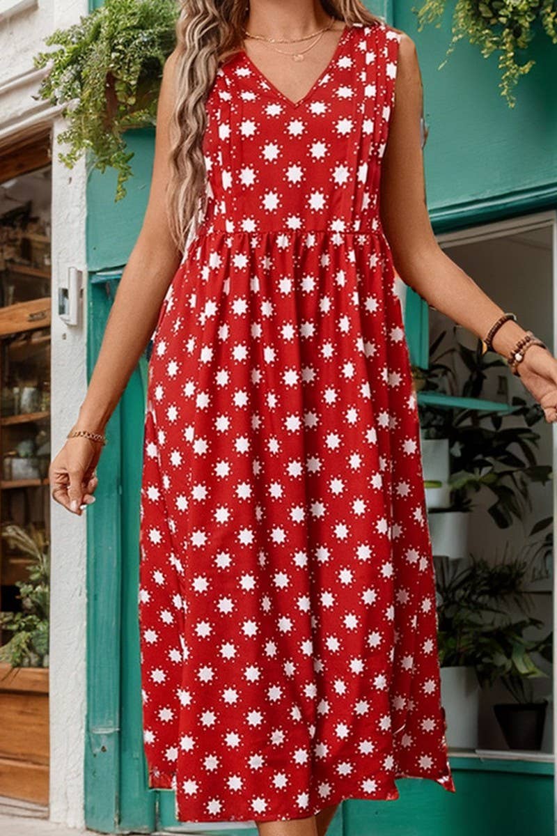 CWDMD2359_SLEEVELESS PRINTED DRESS