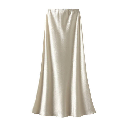 ELEGANT PLEATED SATIN FISHTAIL SKIRT