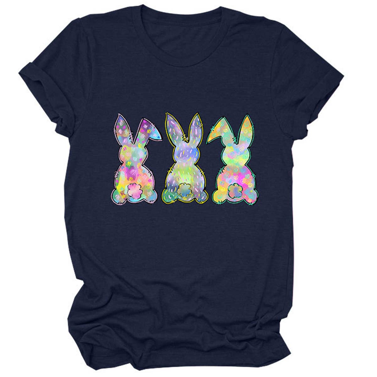 EASTER THREE BUNNIES PRINTED CREWNECK T SHIRT_CWTTS0858