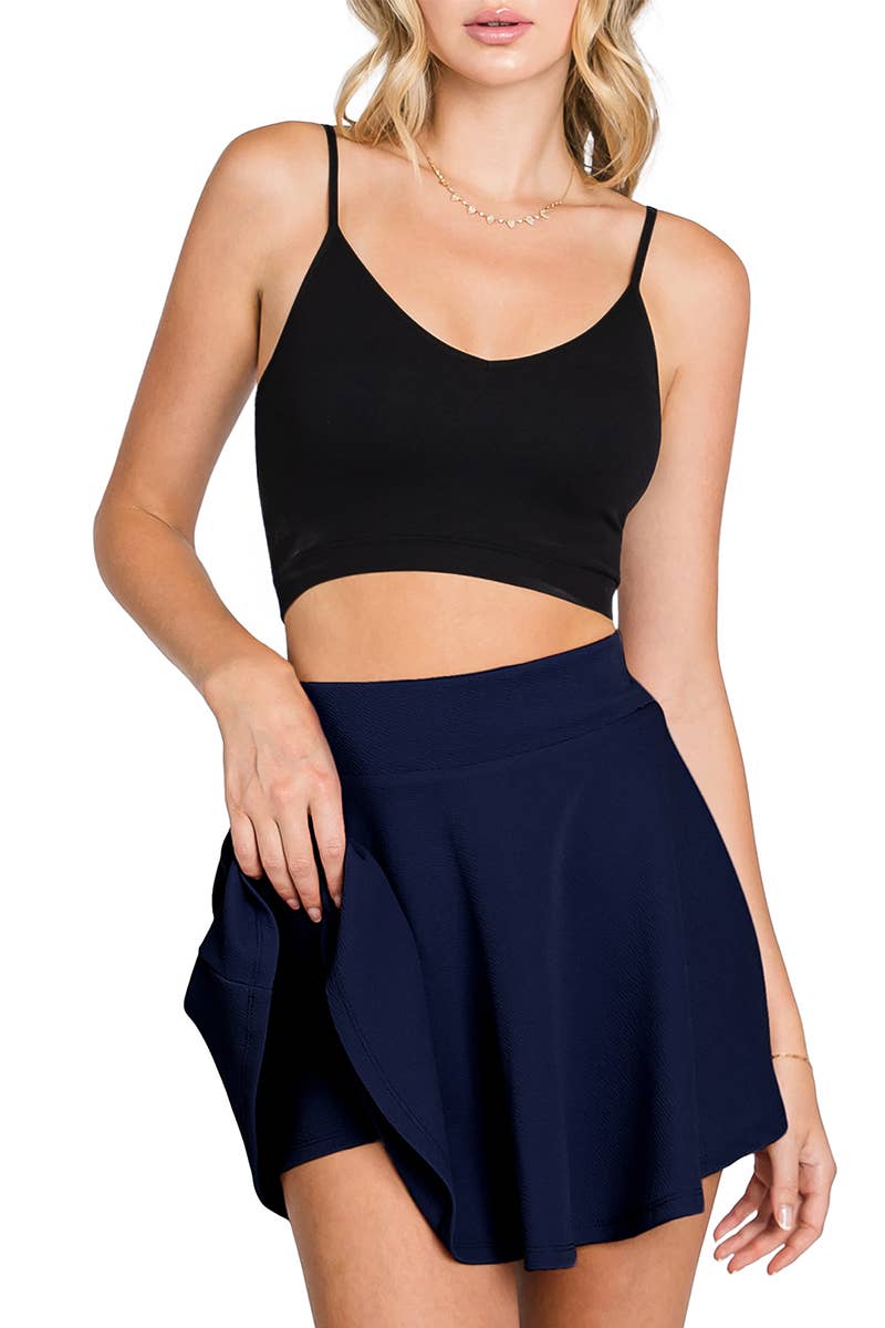 CWBSS105_High Waisted Skirt Mini A-Line Flared Skater Skirt