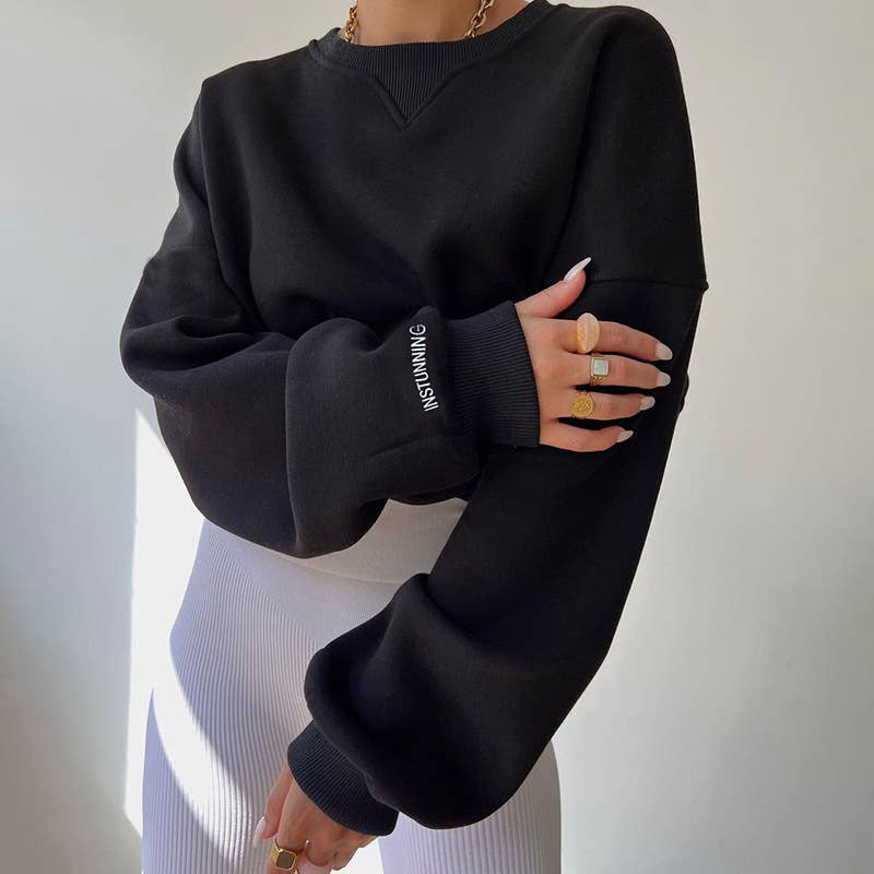 KNIT CREW-NECK LONG-SLEEVED FASHION CASUAL HOODIE