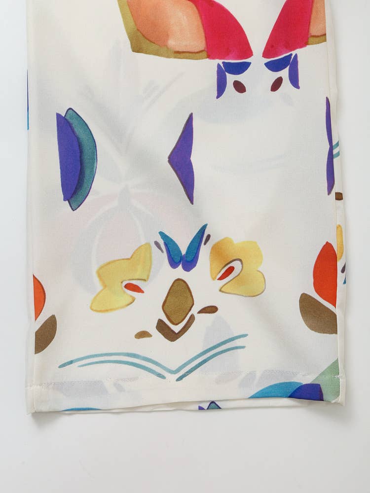 LONG-SLEEVED PRINTED POPLIN SHIRT AND PANTS SUIT