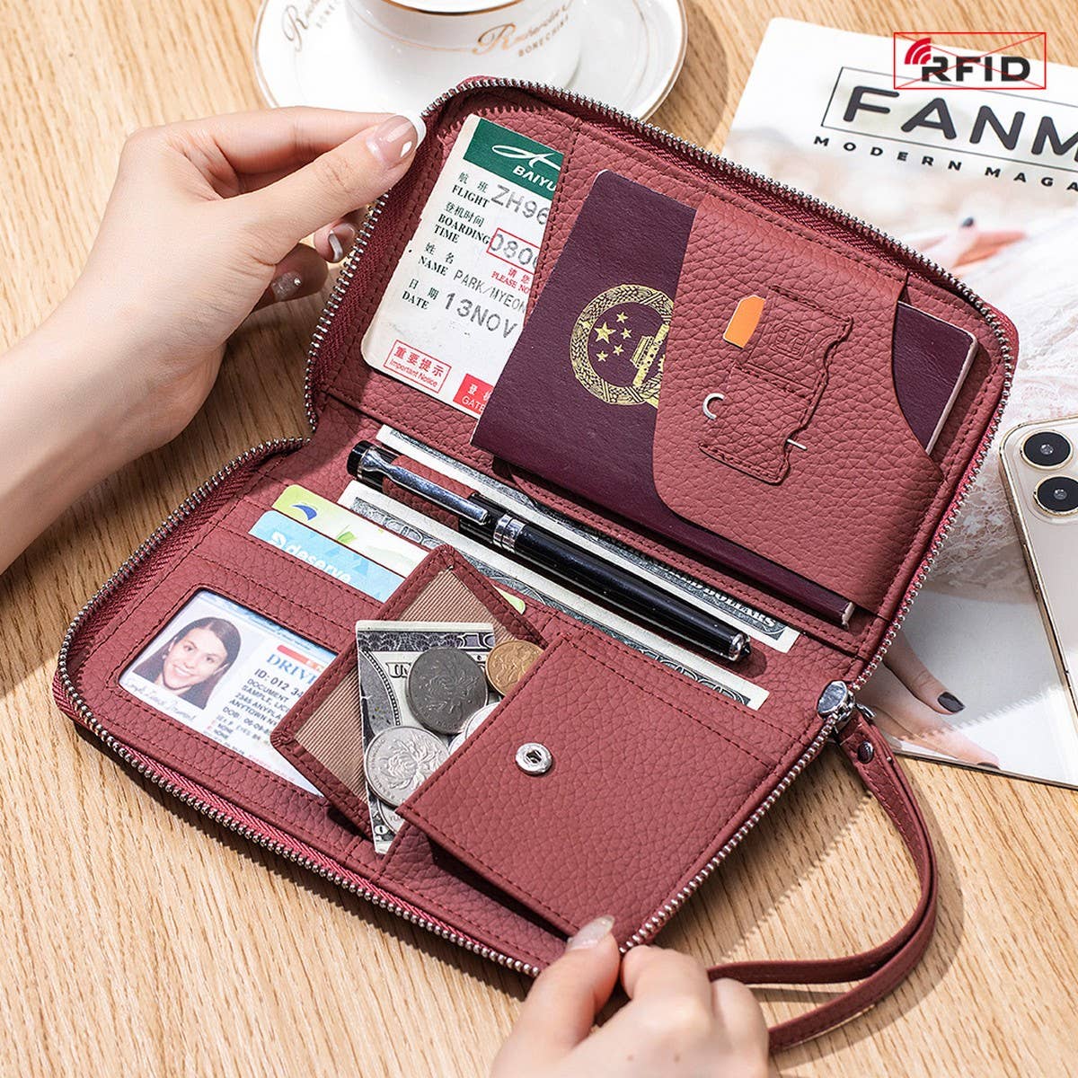 ANTI-THEFT MULTIFUNCTIONAL LONG LEATHER WALLET_CWAB3734