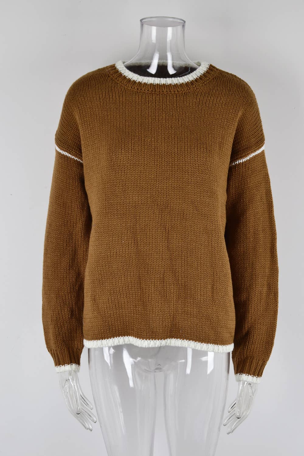 CWOSWL1042_Casual Crew Neck Pullover Long Sleeve Sweater