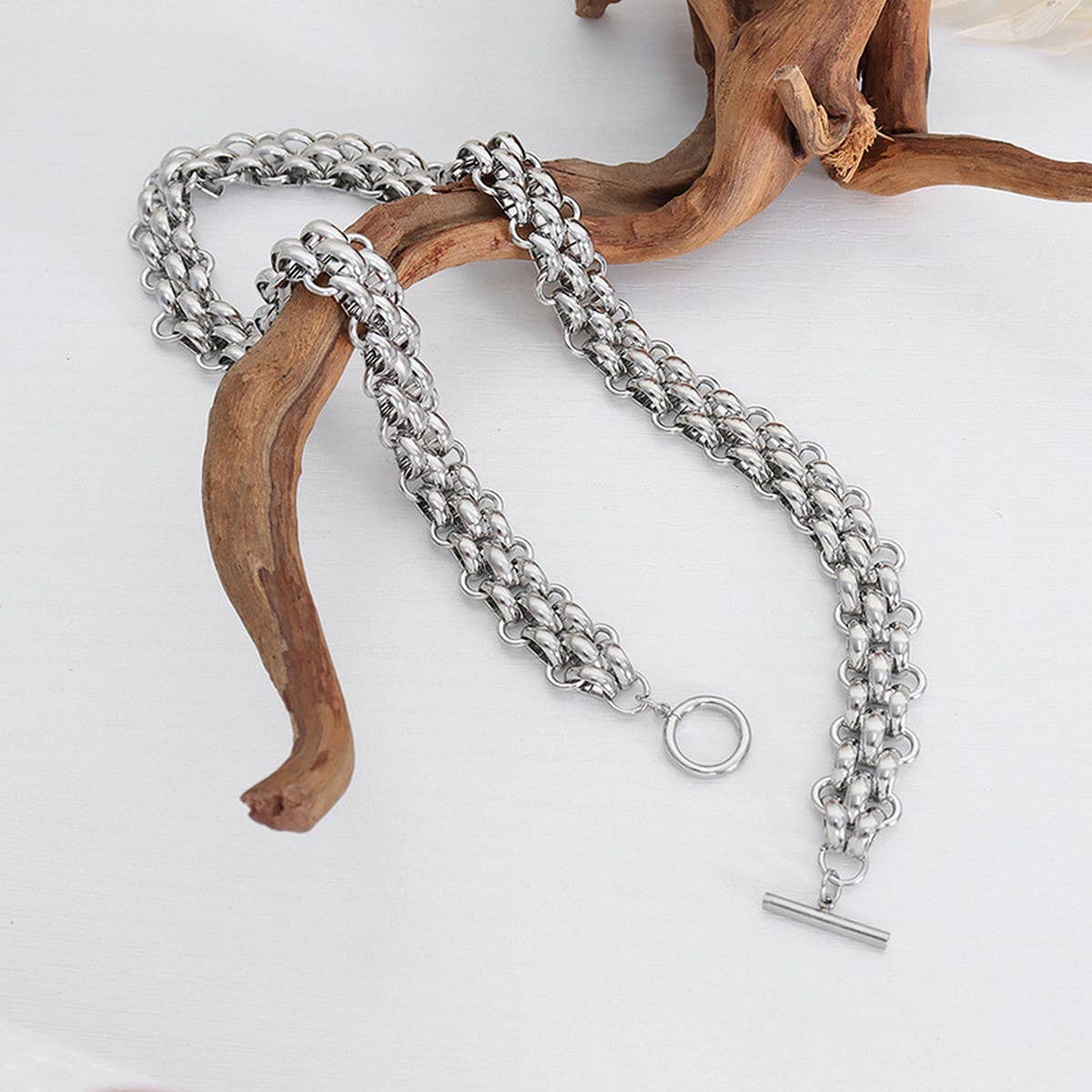 TITANIUM STEEL THICK CHAIN BRACELET NECKLACE