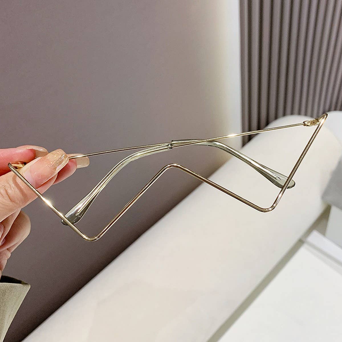 HALF RIMLESS METAL CHAIN GLASSES FRAME