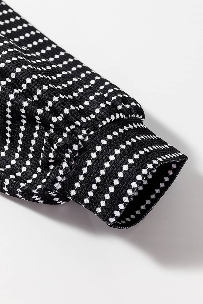 LOOSE HIGH WAIST STRIPED PRINT V-NECK DRESS