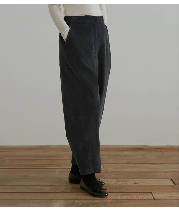 LOOSE COMFORTABLE HIGH-WAISTED CORDUROY PANTS