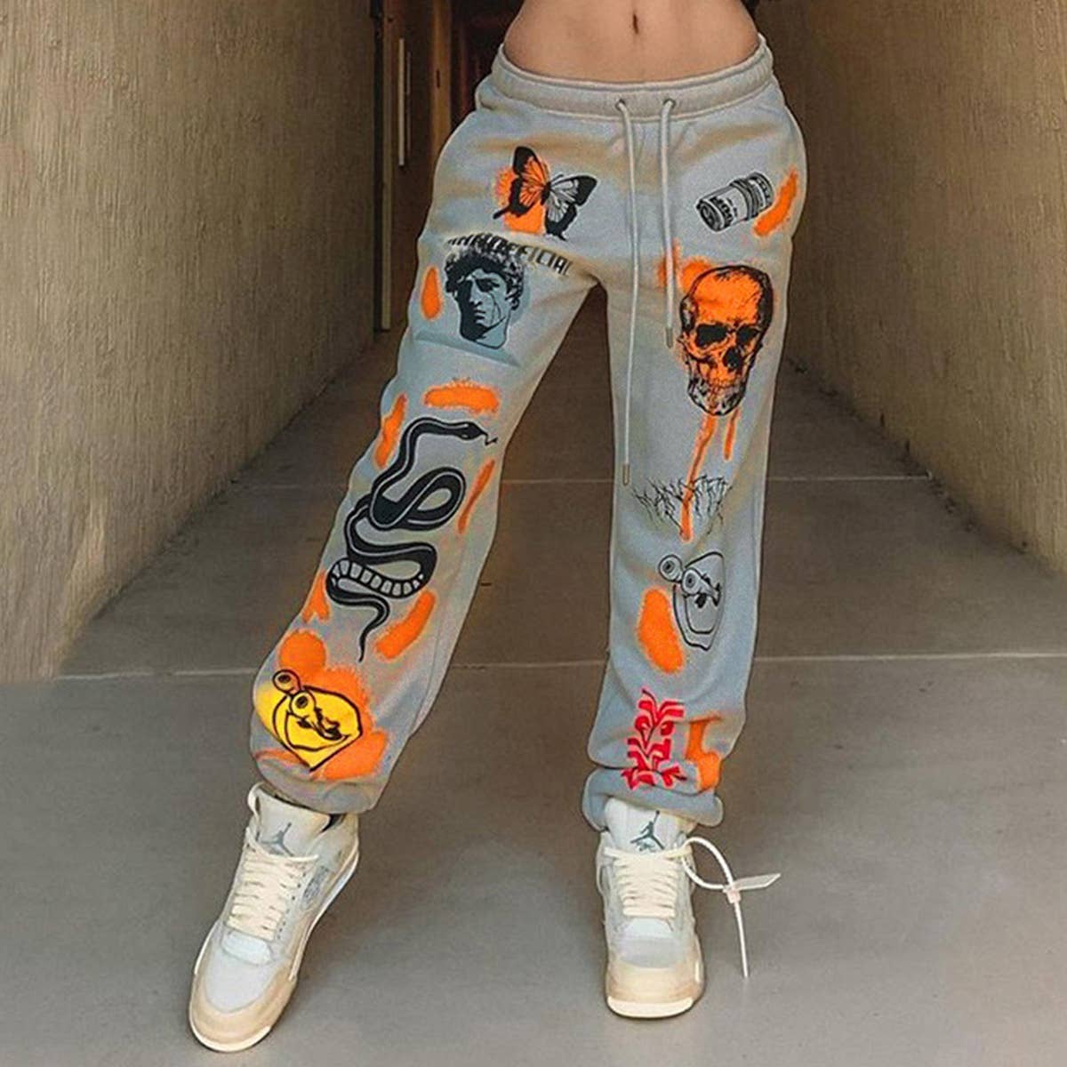 HALLOWEEN TREND PRINTED FLEECE HIGH-WAISTED SLACK