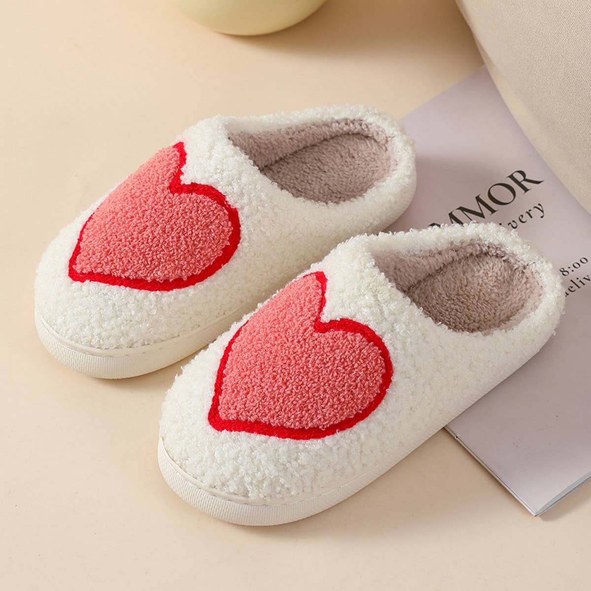 HOME LOVE PATTERN NON-SLIP COTTON SLIPPERS