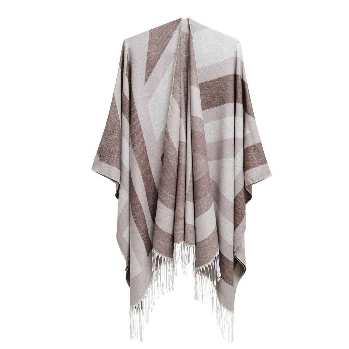 GEOMETRIC TASSEL SPLIT WARM SHAWL