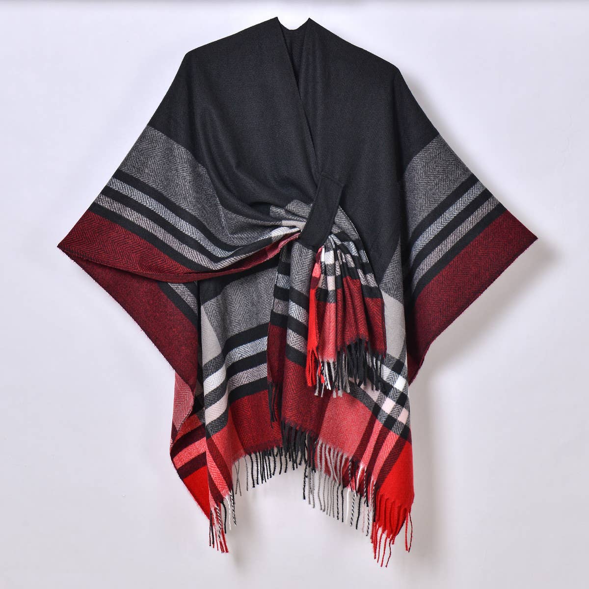COLORFUL TASSEL STRIPED TIE SHAWL