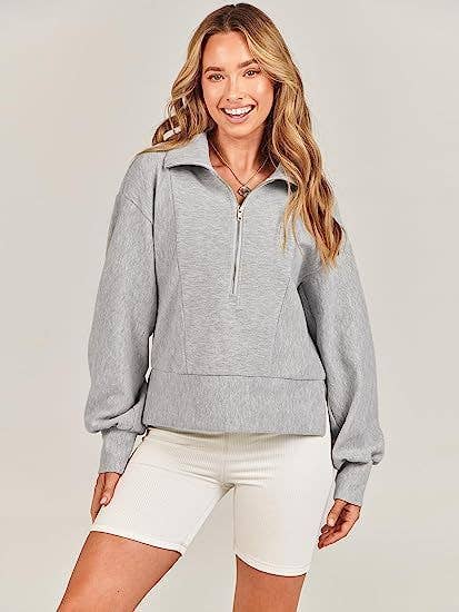 ZIPPER LONG-SLEEVED LOOSE PULLOVER SPORTS HOODIE